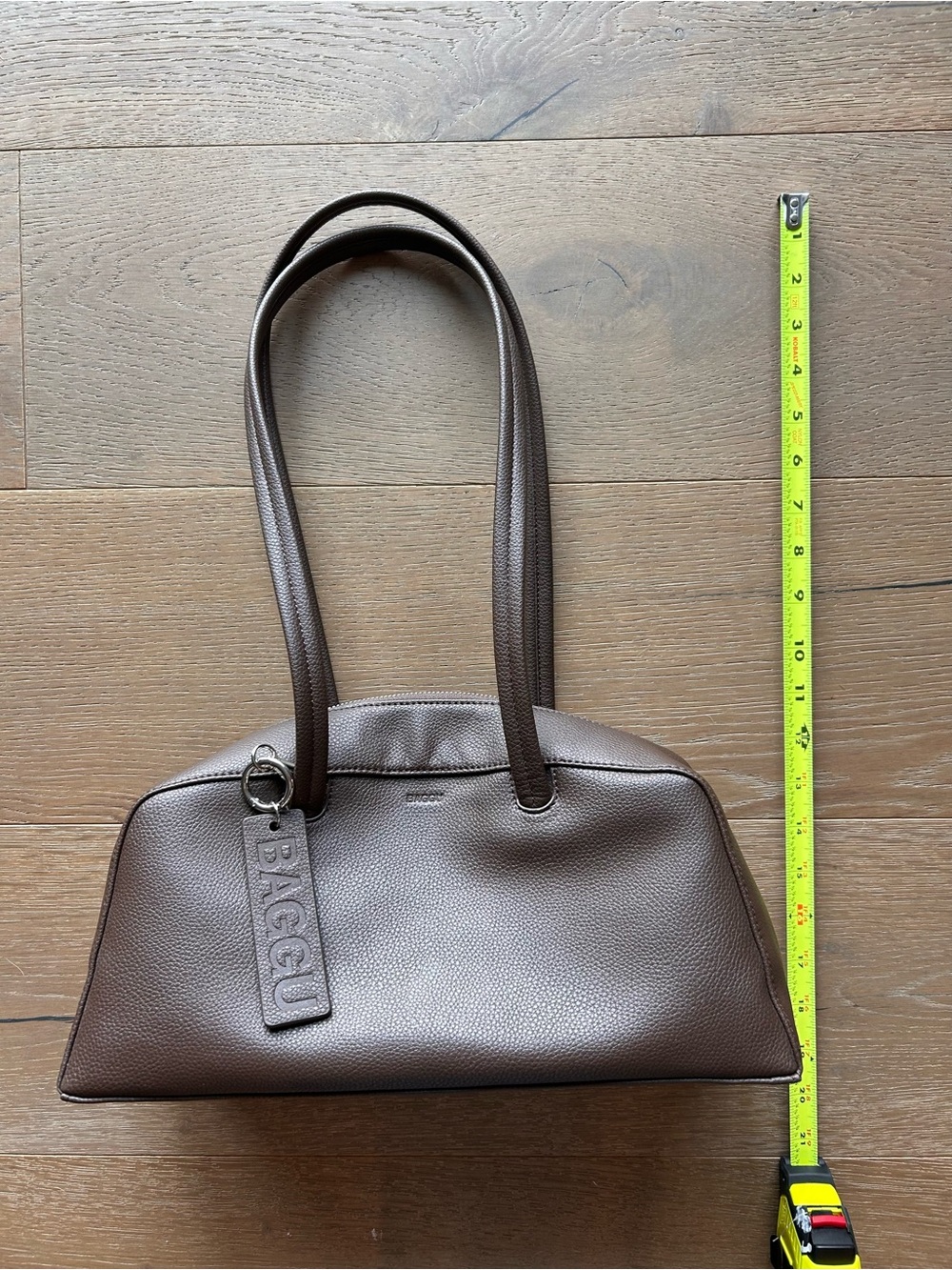 BAGGU Brown Textured Leather Shoulder Bag